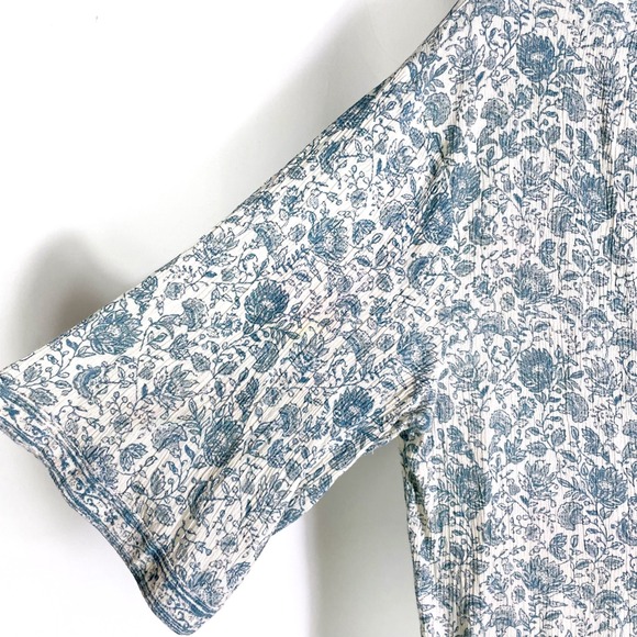 Faherty Island Floral Print Midi Dress Button Down Shirt Dress Tie Waist Sz M - Picture 8 of 15